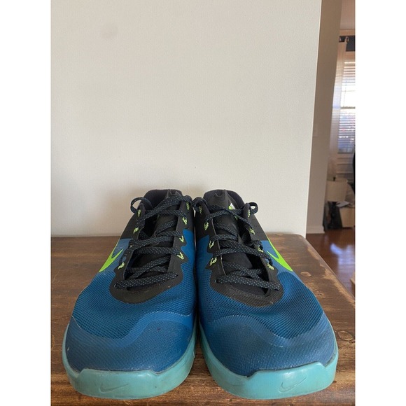 Men’s NIKE METCON 2 FLYWIRE RUNNING GYM CROSSFIT TRAINERS SHOES SZ 13 BLUE GREEN - Picture 5 of 8